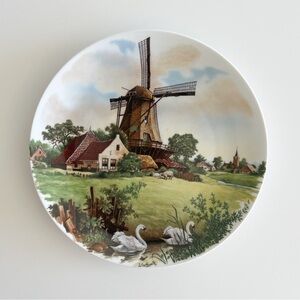 Vintage Royal Schwabap Wall Plate Windmill Scene Hand decorated Enter-Holland